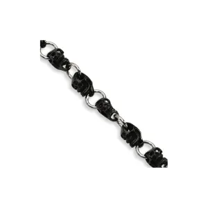 Stainless Steel Black IP-plated Skull Bracelet