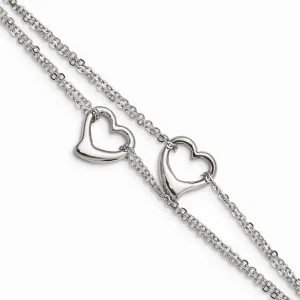 Stainless Steel Cutout Hearts 7in Bracelet