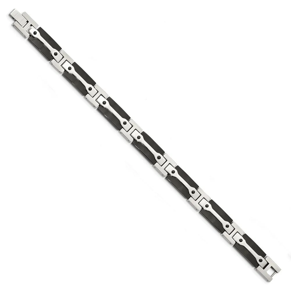 Stainless Steel Polished Black IP-plated 9 inch Bracelet