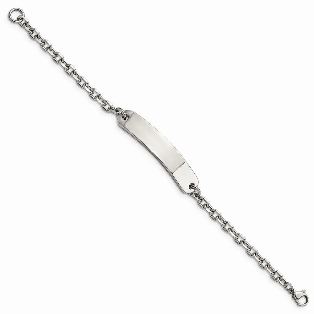 Stainless Steel Polished Cable Chain 7in ID Bracelet