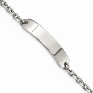 Stainless Steel Polished Cable Chain 8in ID Bracelet