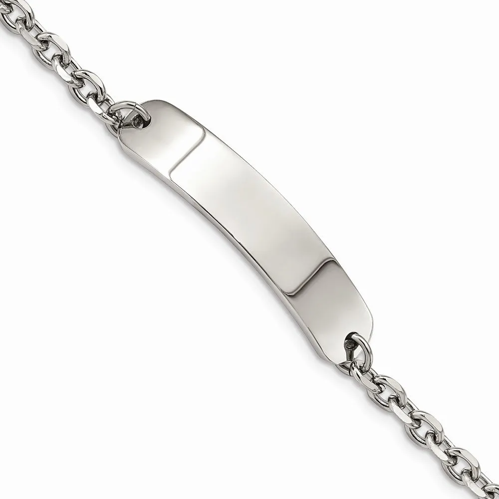 Stainless Steel Polished Cable Chain 8in ID Bracelet