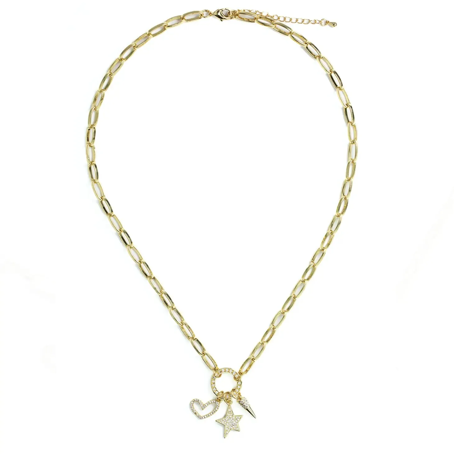 Star   Heart   Point Statement Necklace - Gold