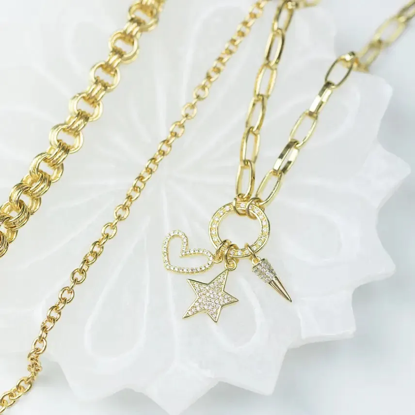 Star   Heart   Point Statement Necklace - Gold