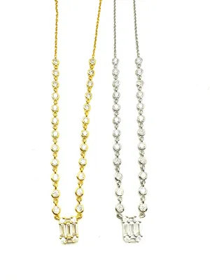 Sterling CZ Baguette Necklace