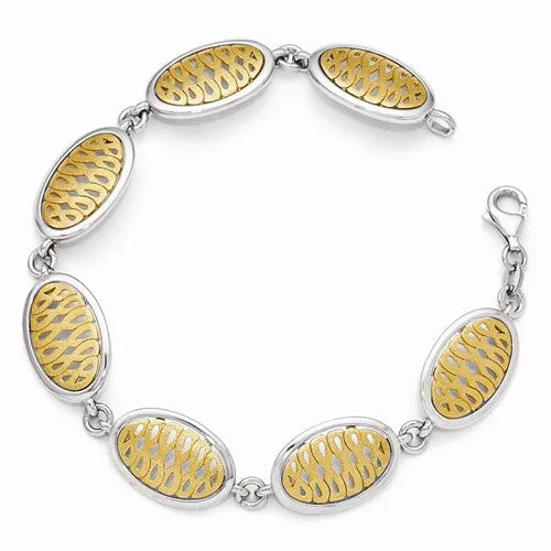 Sterling Silver Gold-Tone Flash K Plated Bracelet
