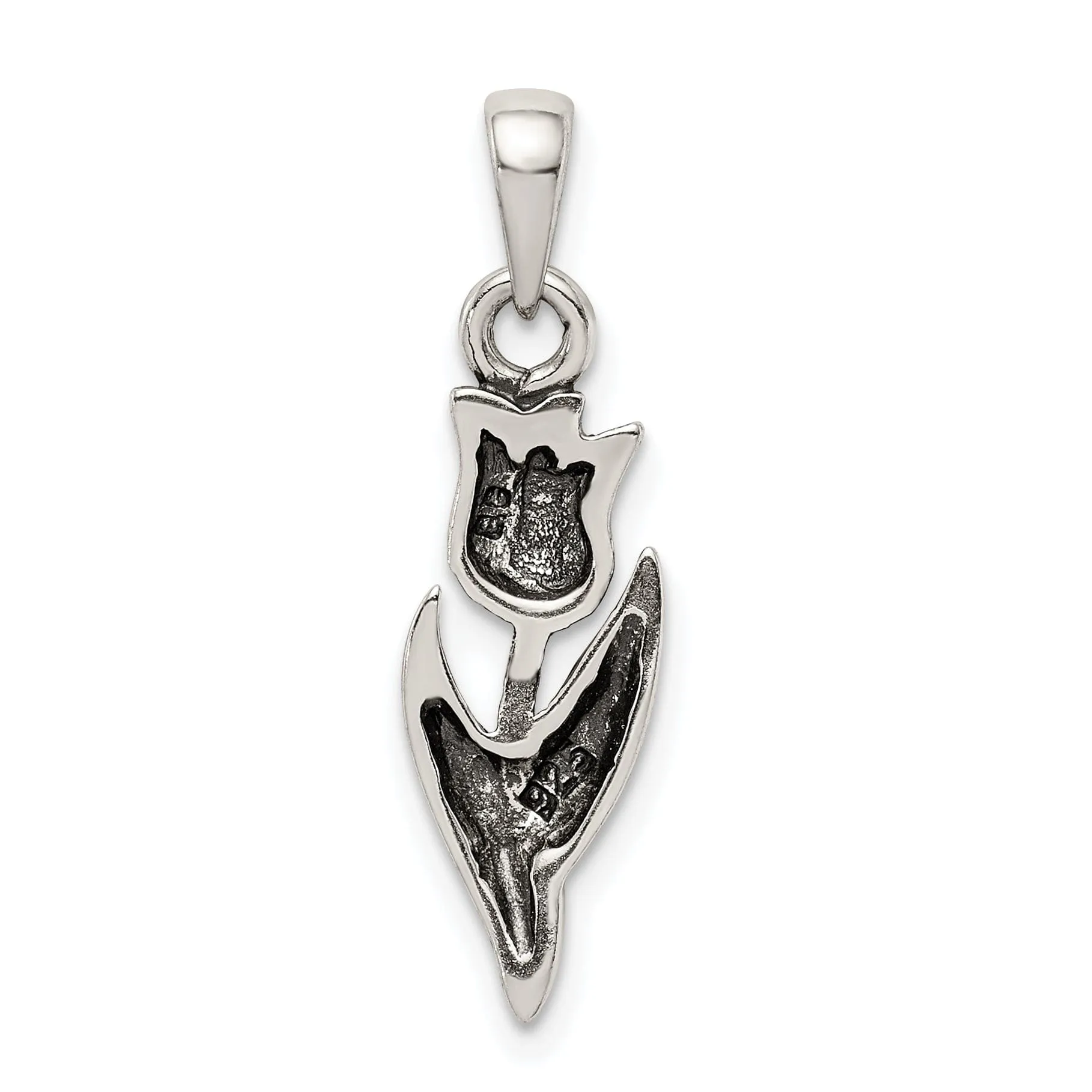 Sterling Silver Polished Antiqued Tulip Charm