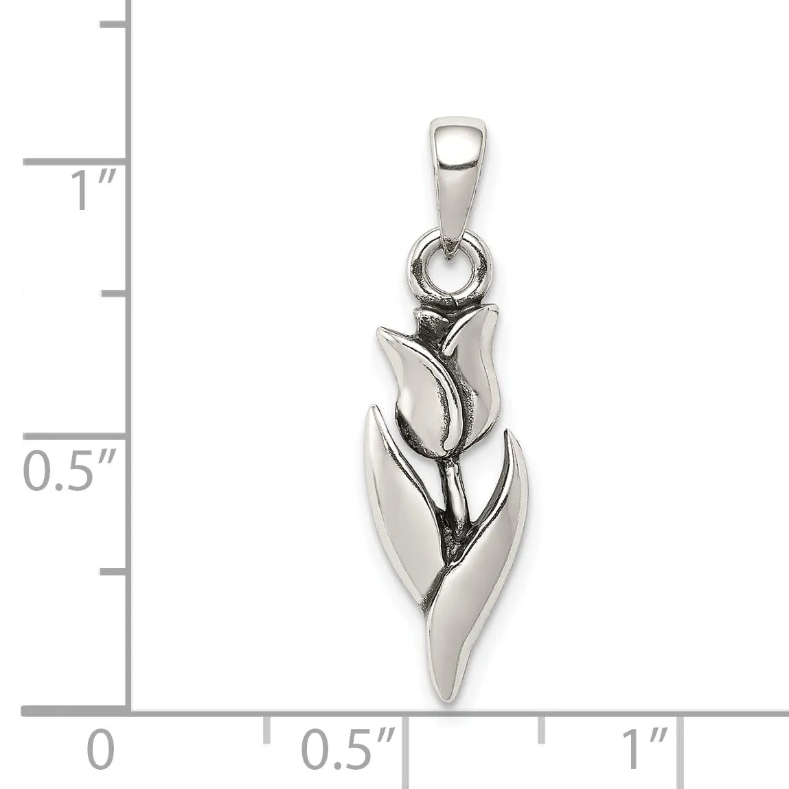Sterling Silver Polished Antiqued Tulip Charm