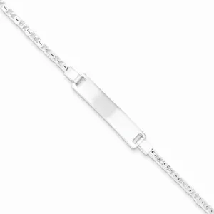 Sterling Silver Polished Engraveable Childrens Id Bracelet
