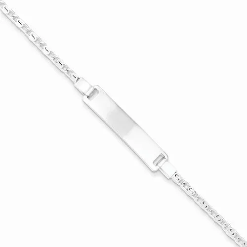 Sterling Silver Polished Engraveable Childrens Id Bracelet