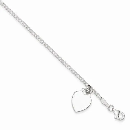 Sterling Silver with Pear Shape Lock Heart Childs Bracelet