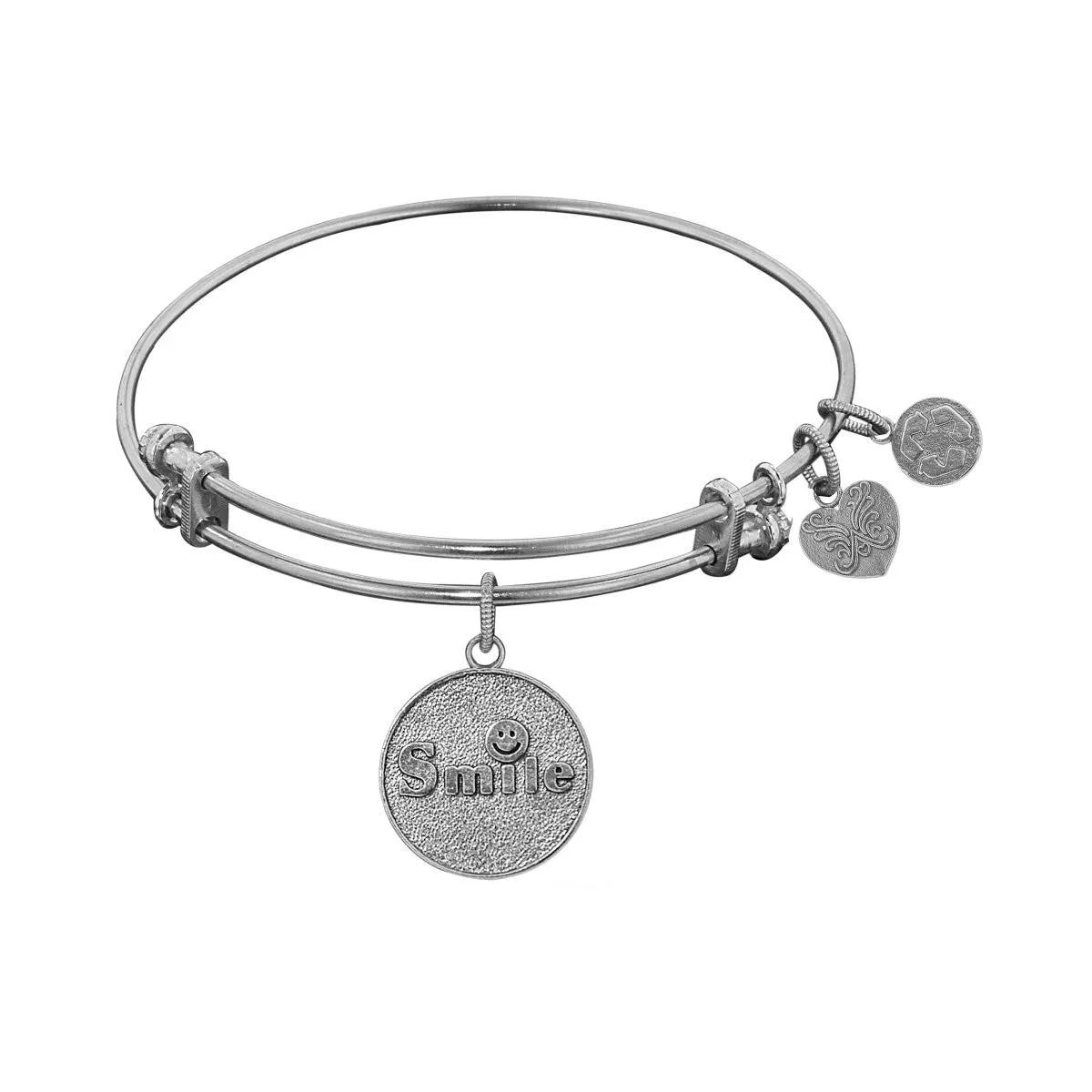 Stipple Finish Brass Smile Angelica Bangle Bracelet, 7.25"