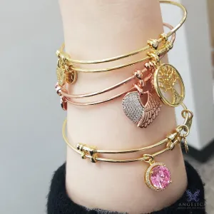 Stipple Finish Brass Smile Angelica Bangle Bracelet, 7.25"