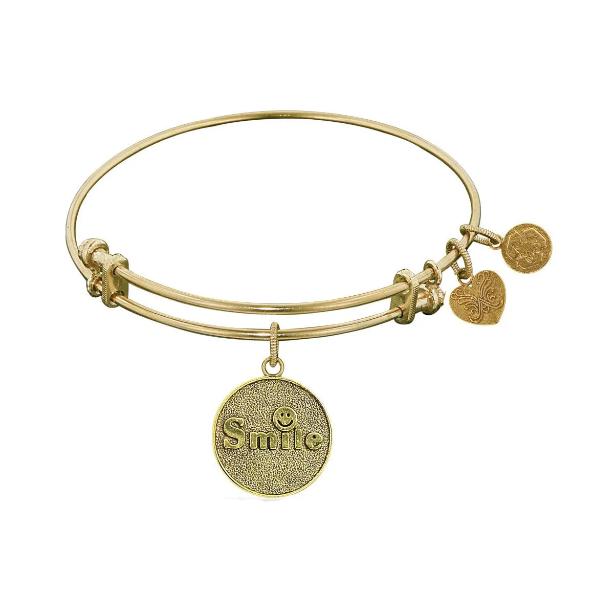 Stipple Finish Brass Smile Angelica Bangle Bracelet, 7.25"