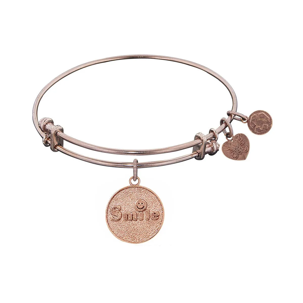 Stipple Finish Brass Smile Angelica Bangle Bracelet, 7.25"