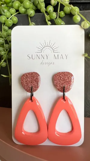 Sunny May Bold Tear Drop Earrings - Coral