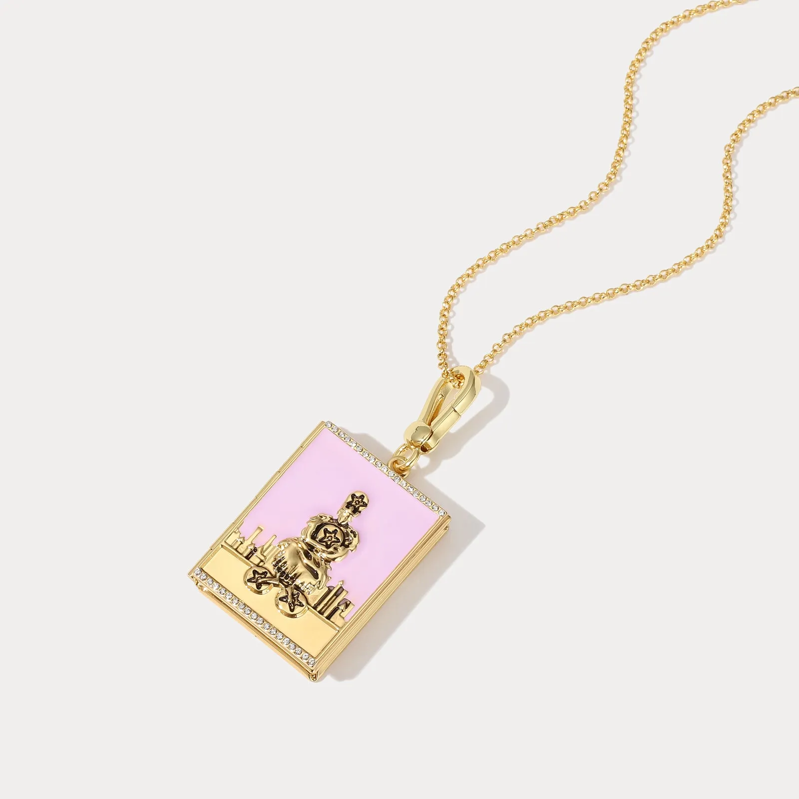 Tarot Locket Necklace - Four of Coins