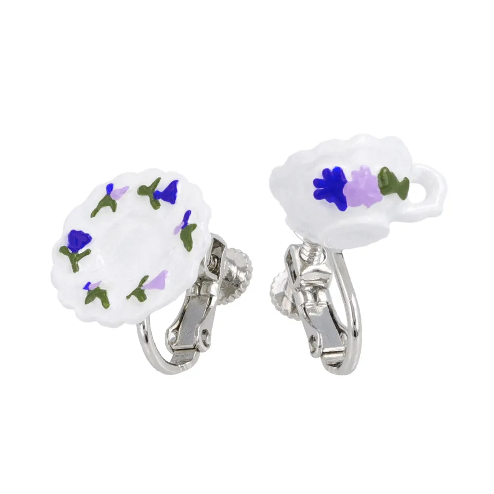Teacup and Saucer Clip On Earrings