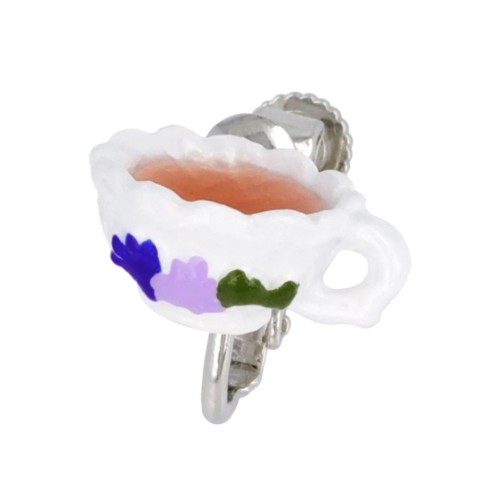 Teacup and Saucer Clip On Earrings