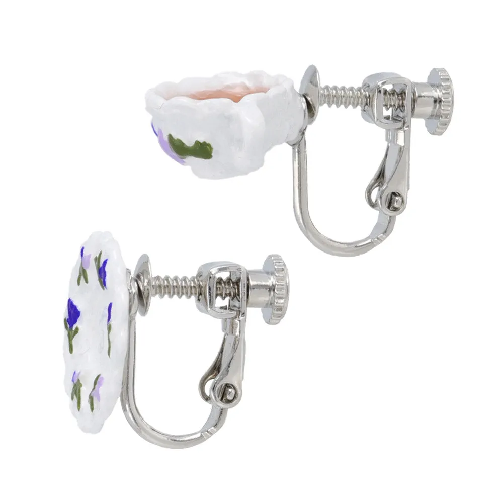 Teacup and Saucer Clip On Earrings