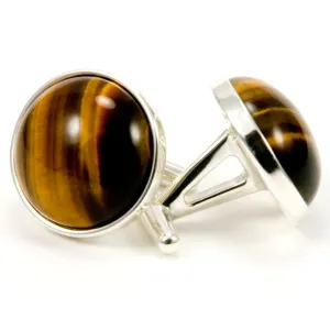 Tiger Eye Sterling Silver Cufflinks