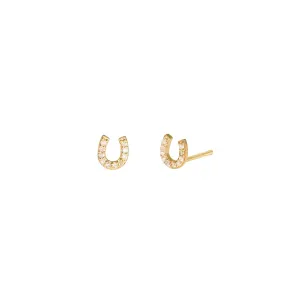 Tiny Horseshoe Studs | 9k Gold & Diamond