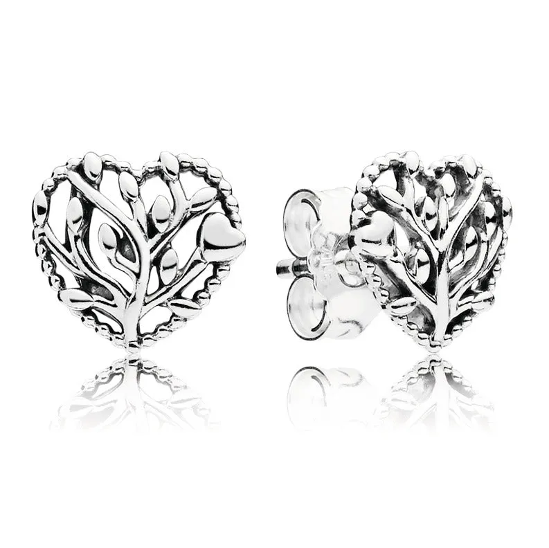 Tree of love silver stud earrings