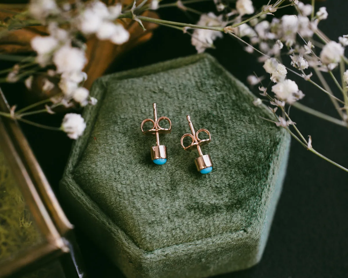 TURQUOISE BEZEL SET STUD EARRINGS