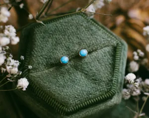 TURQUOISE BEZEL SET STUD EARRINGS