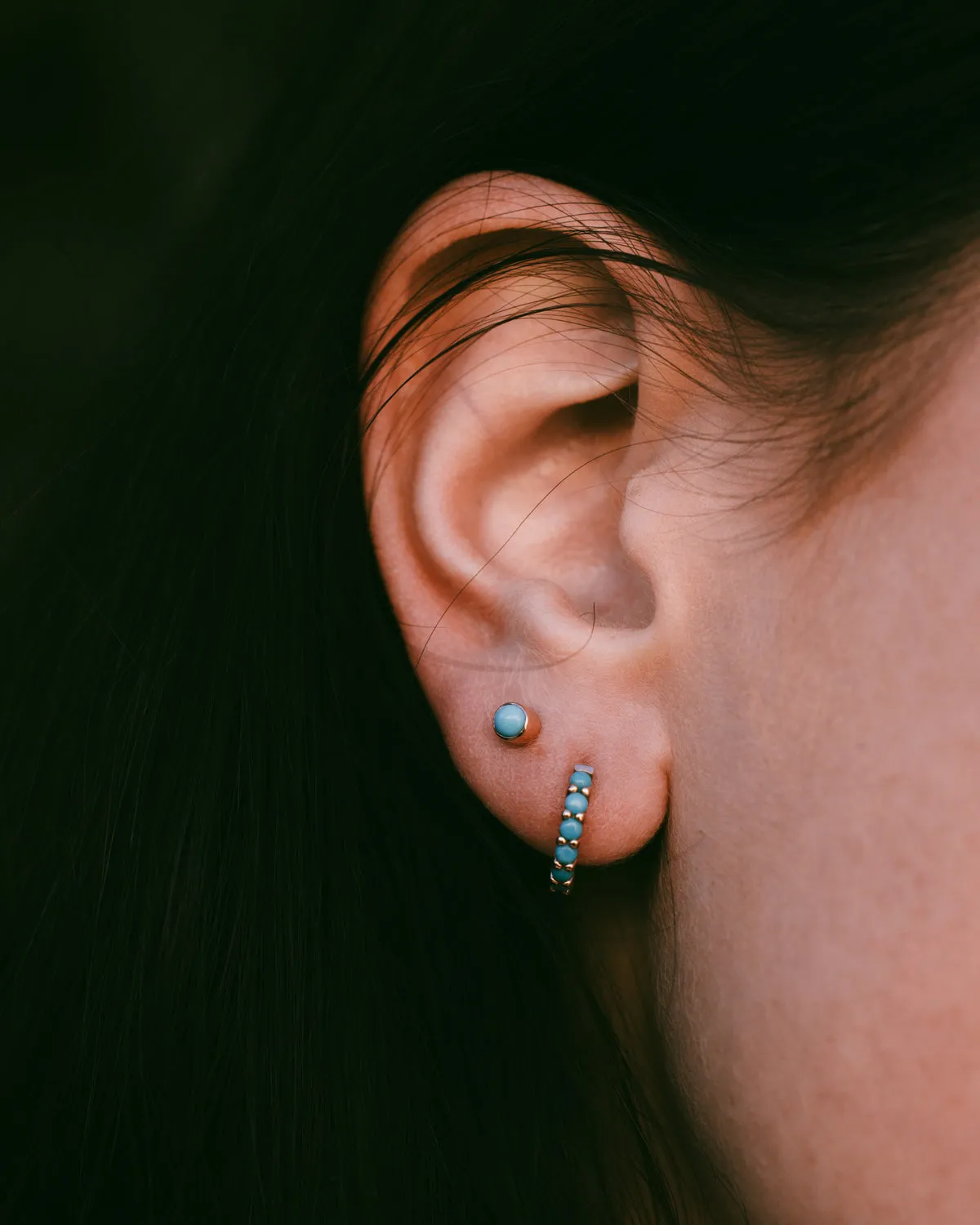 TURQUOISE BEZEL SET STUD EARRINGS