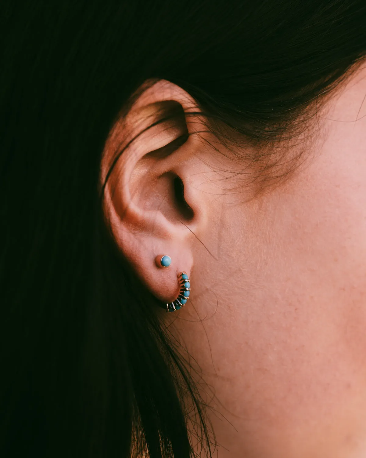 TURQUOISE BEZEL SET STUD EARRINGS