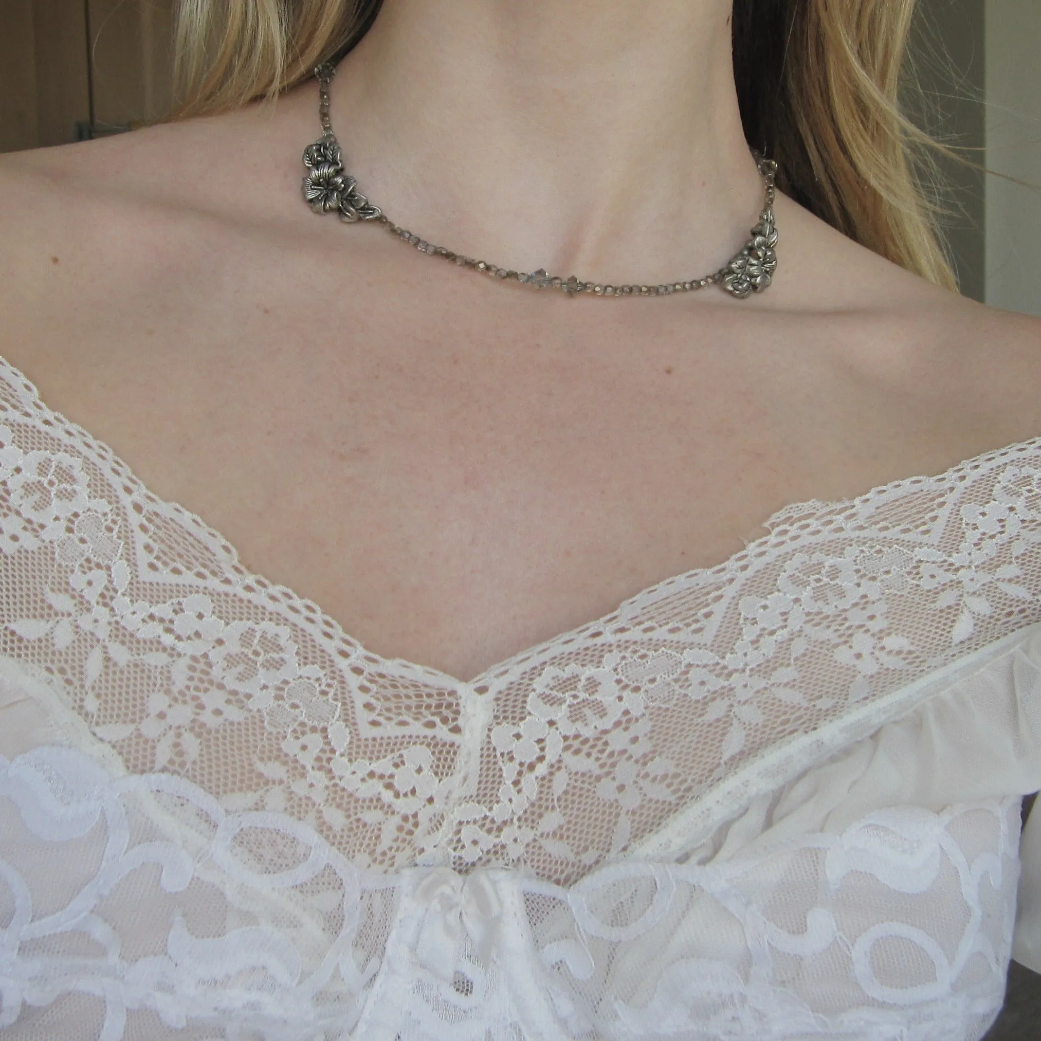 Vintage Floral & Beaded Necklace
