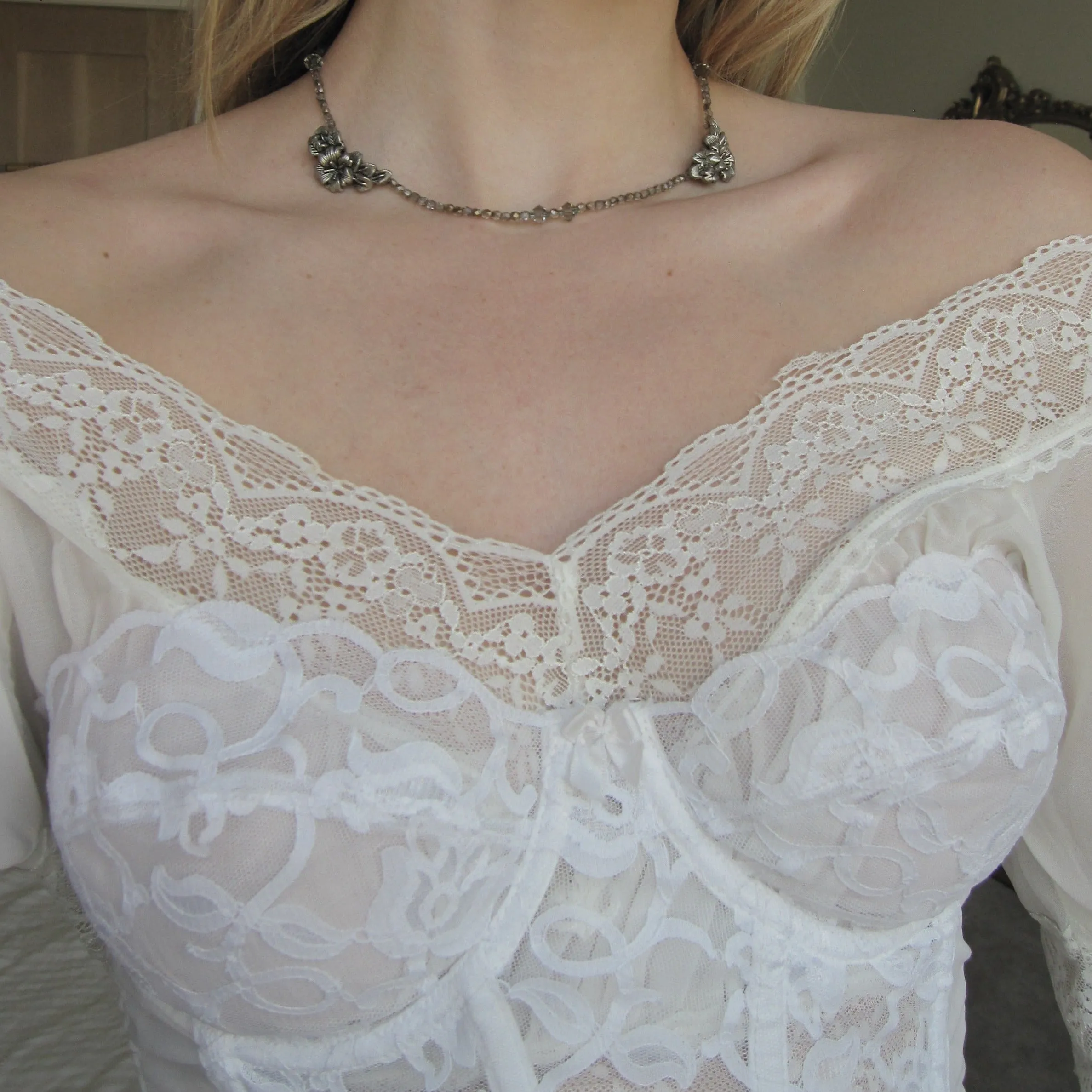 Vintage Floral & Beaded Necklace