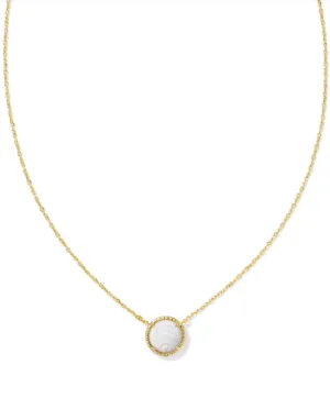 Volleyball Short Pendant Necklace Gold White MOP