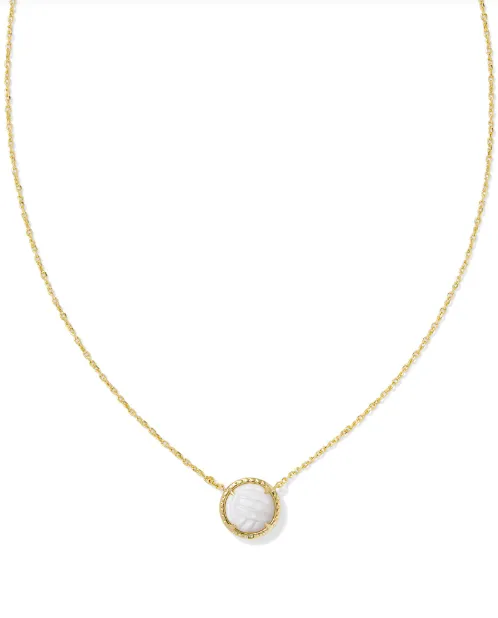 Volleyball Short Pendant Necklace Gold White MOP