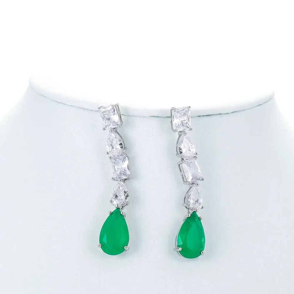 Water Drop Cubic Zircon Long Drop Earrings